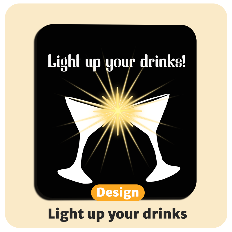 Dessous de verre lumineux avec piles de rechange offertes