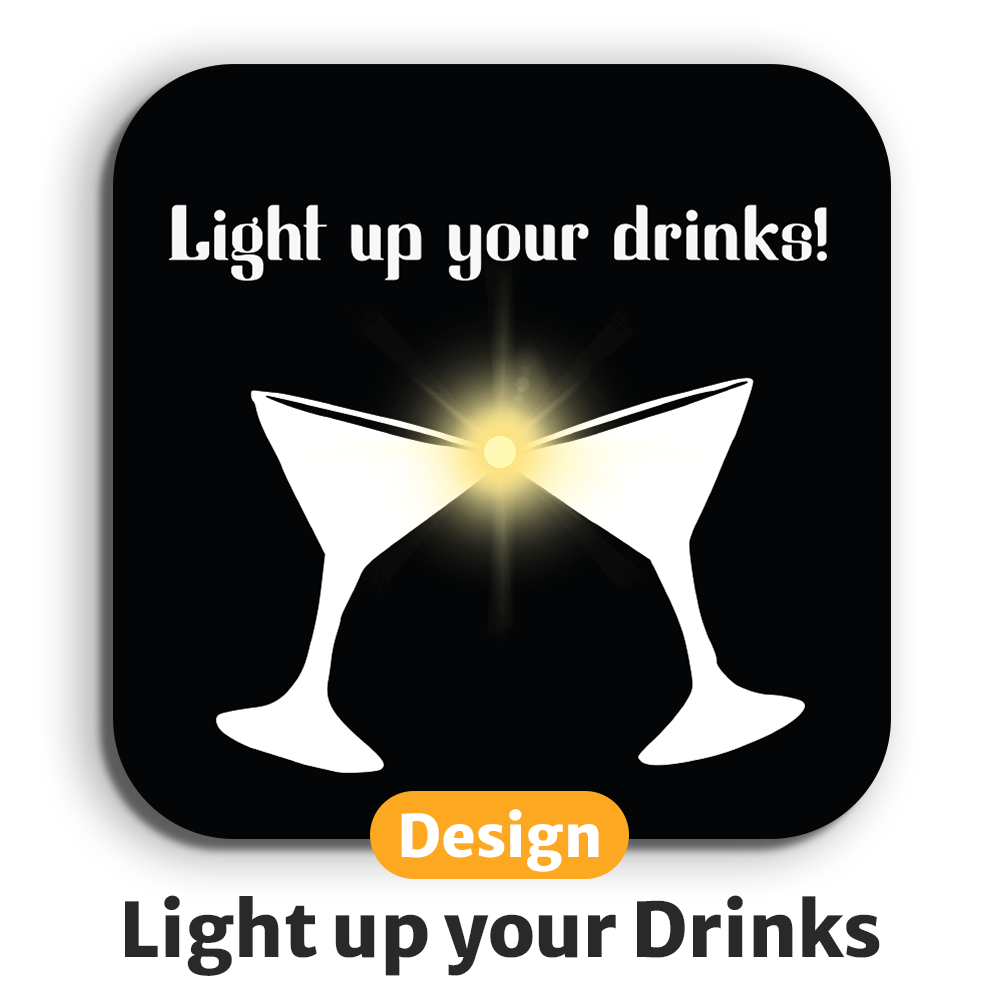 Dessous de verre lumineux avec piles de rechange offertes