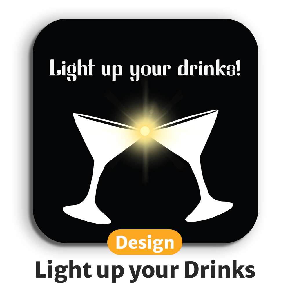 Dessous de verre lumineux avec piles de rechange offertes